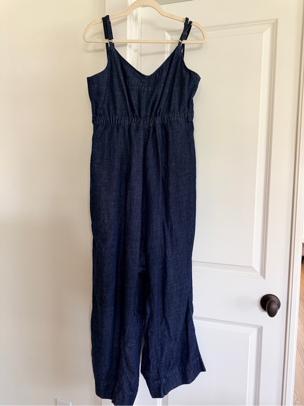 Pilcro Light Blue and Dark Blue Denim-Trim Top